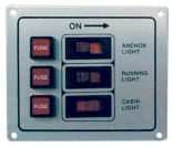 Панель выключателей с предохранителями, 3 клавиши, белая