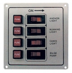 Панель выключателей с предохранителями, 4 клавиши, белая
