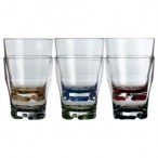 Прозрачные стаканы "Party", цветное дно, 8,8х10,9 см, 6 шт